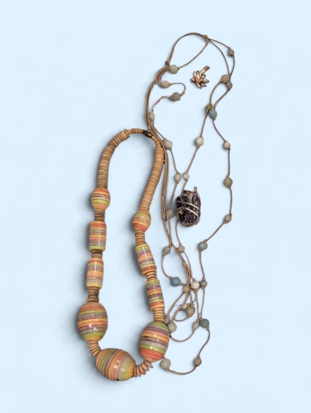 Multicolor & Brown Beaded Statement Necklace Set